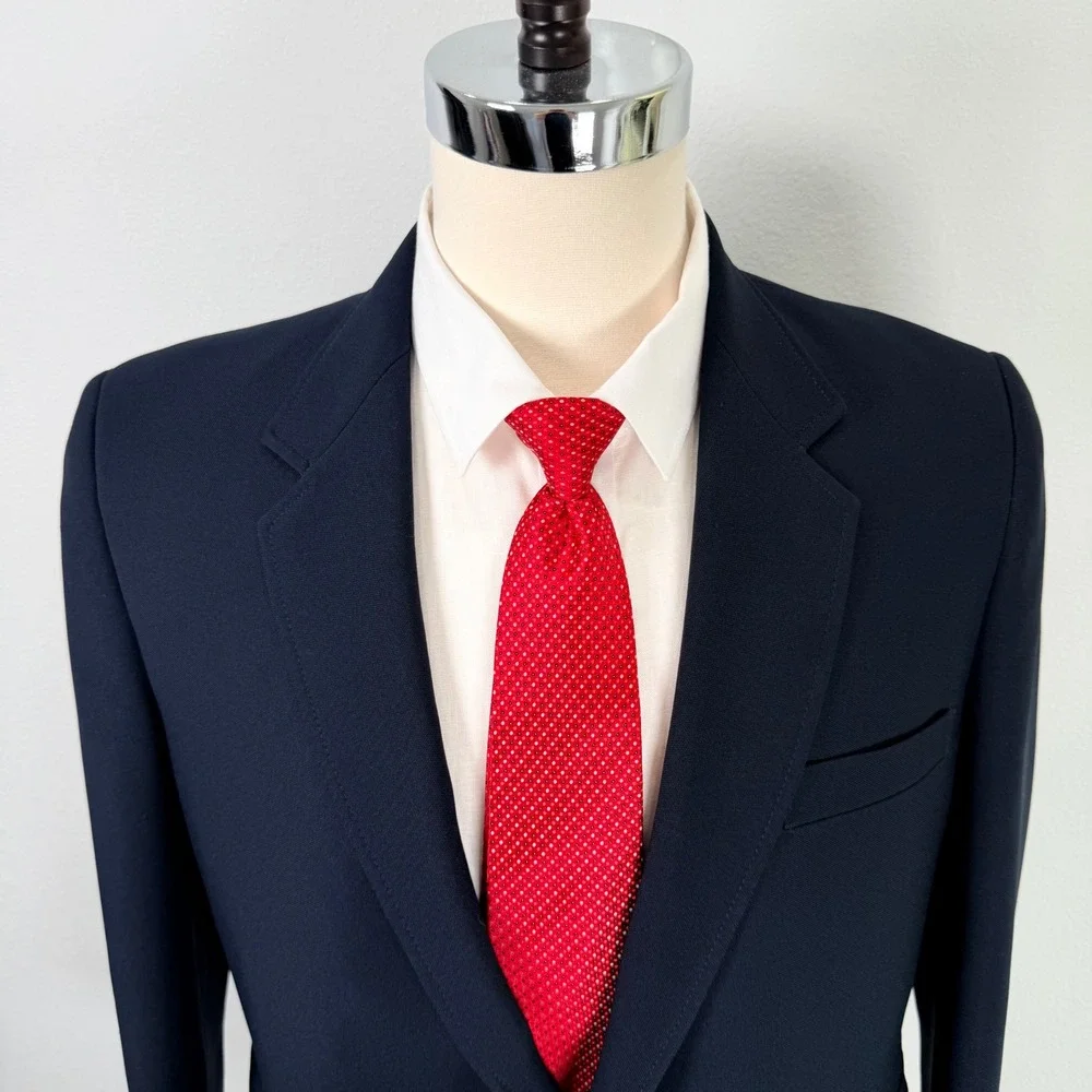 Vintage Haggar Mens Navy Blue Two Button Blazer Sport Coat Jacket 44S Washable